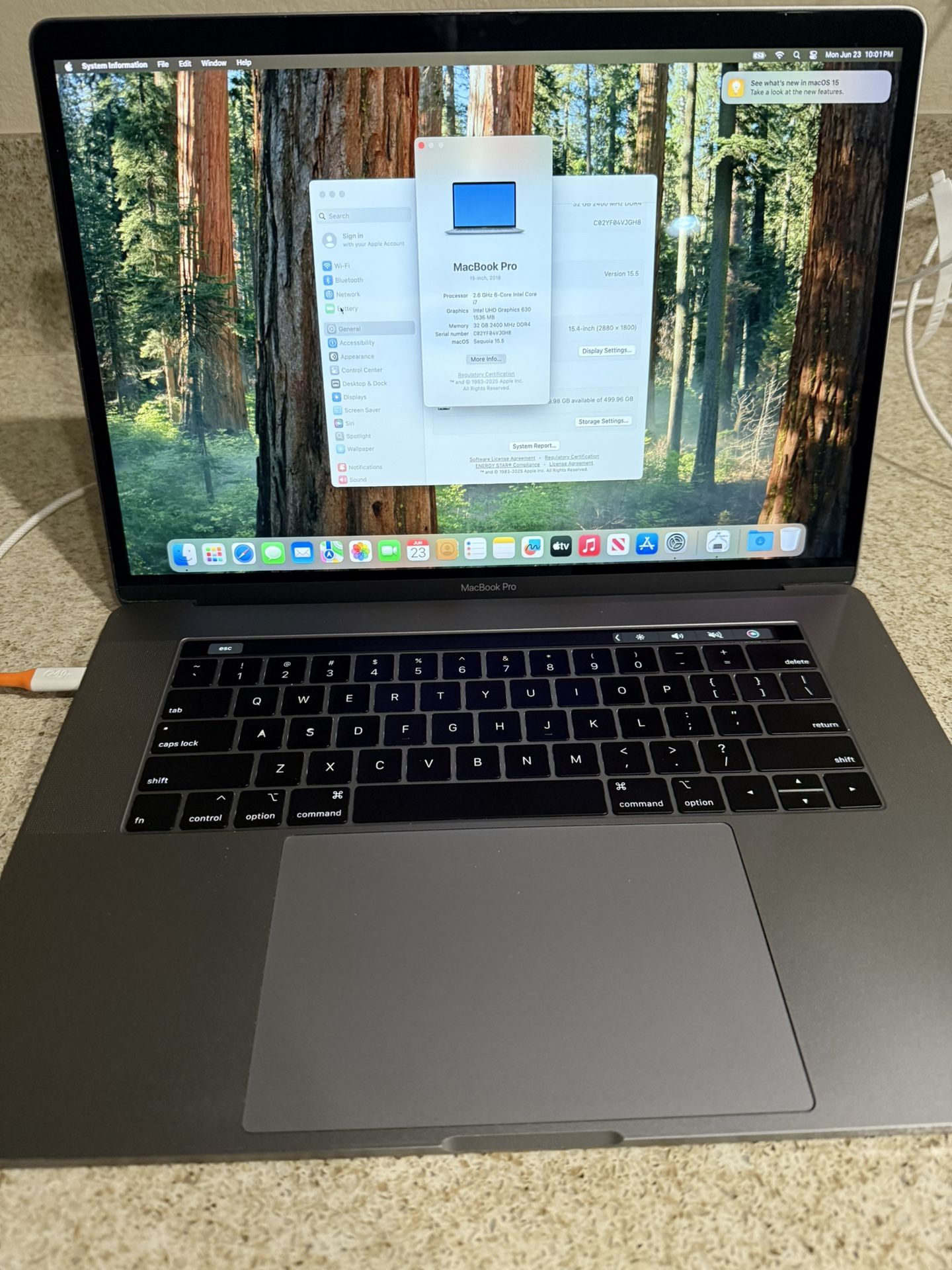 Apple MacBook Pro 15” 2018 Intel I7 32GB Ram 512gb New Battery!