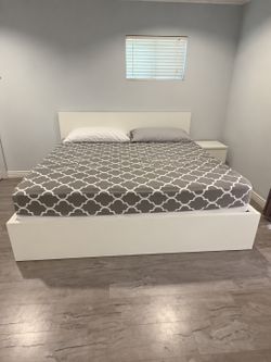 IKEA Malm King Size Bed Frame + 2 Rolling Drawers **Moving sales **
