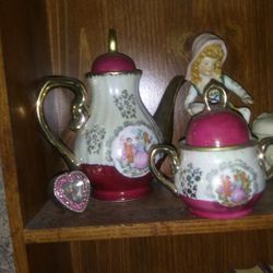 Vintage Picture And Suger Bowl