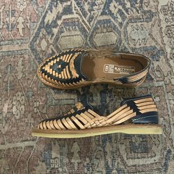 Navy & Tan woven sandals