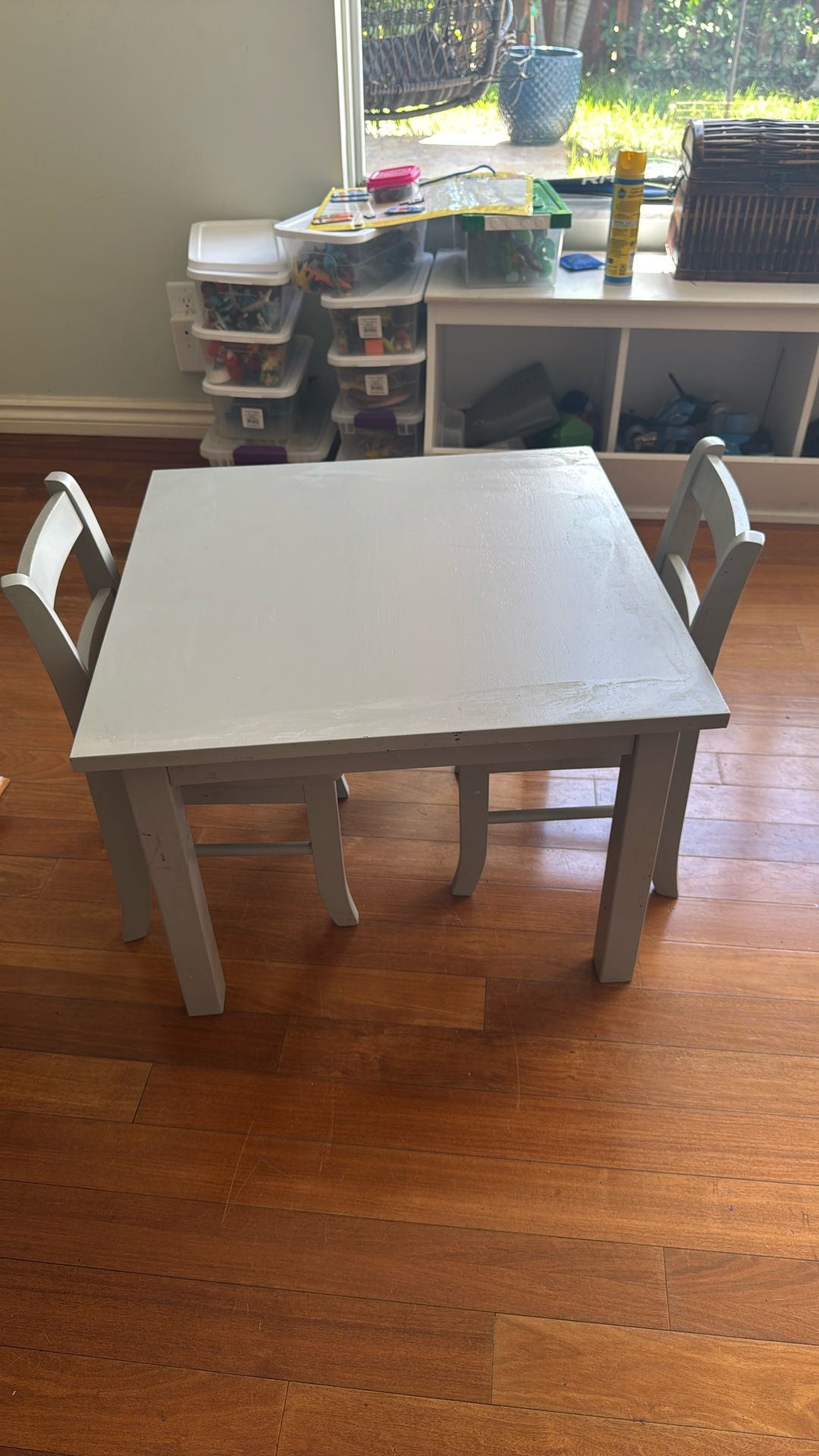 Pottery Barn Kids Table with 2 Chairs & Plastic Top
