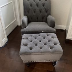 Gray Chair And Ottoman 