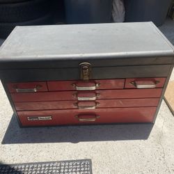 Vintage Montgomery Ward Power Kraft Toolbox with Tools 