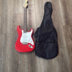 RockJam Red Strat-Style Electric Guitar – Beginner Friendly