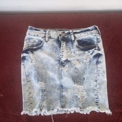 Bamboo Faded distressed blue Jean skirt size 5