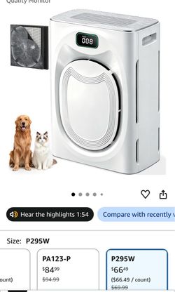 Air Purifier fir pet hair for Large Room Up to 2100 Ft² H13 HEPA Double-Sided Pet Hair Filter, Adsorbs Pet Hair Dander Odor Smoke, Washable Pre-filter