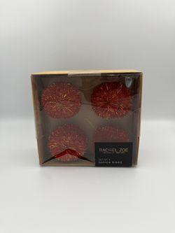 Set of 4 Red Napkin Rings for Friends Family Events