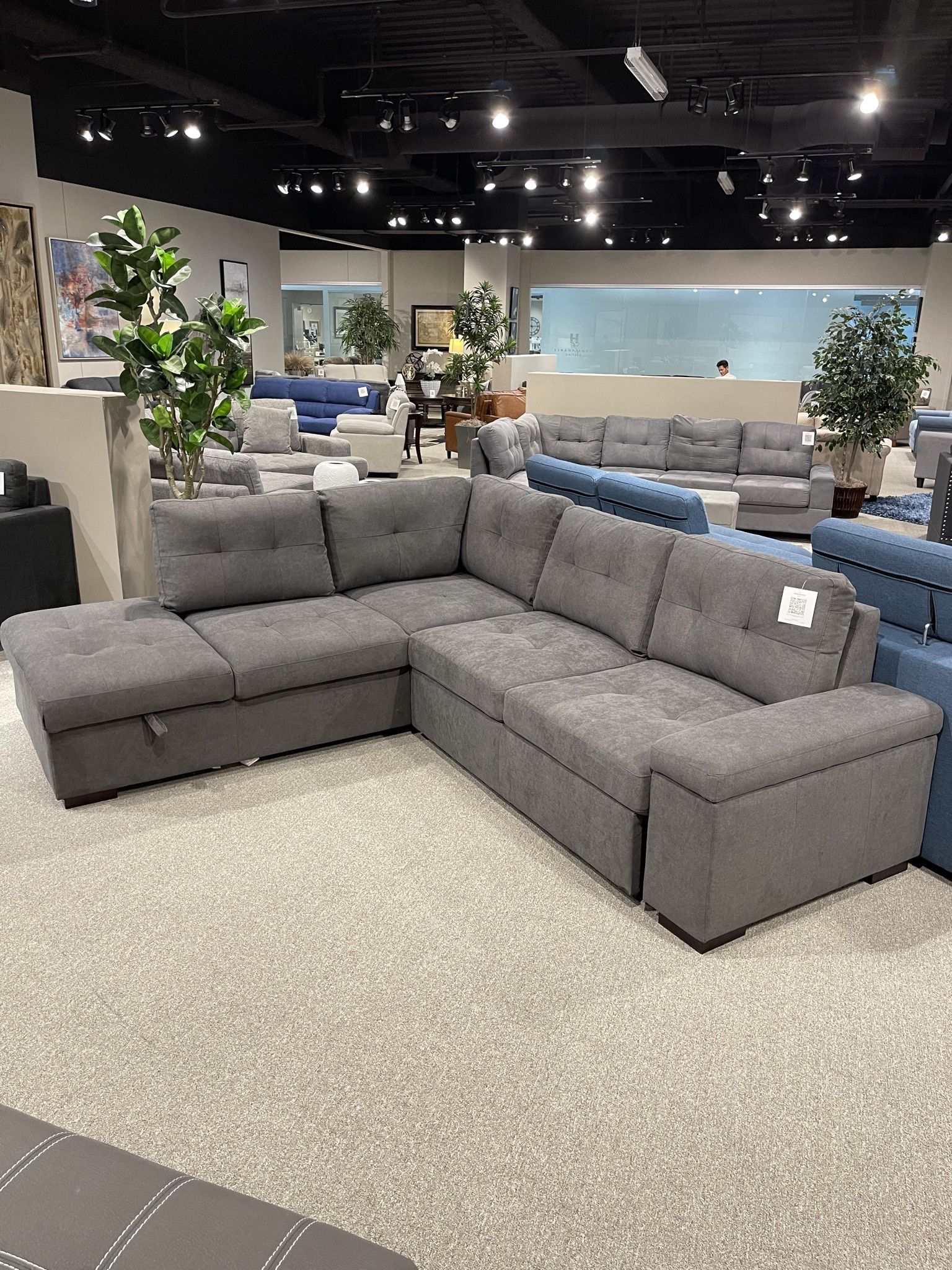 Sectional With Pull Out Bed With Storage Ottoman