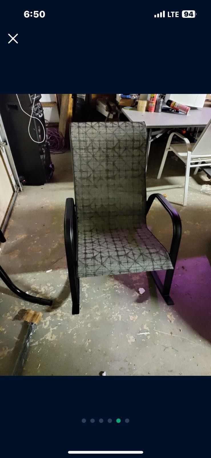 Clihome Single Iron Frame Removable Teslin Rocking Chair Black