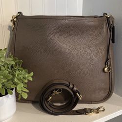 Coach Dark Stone Soft Pebble Leather Cary Shoulder Bag with Convertible Straps