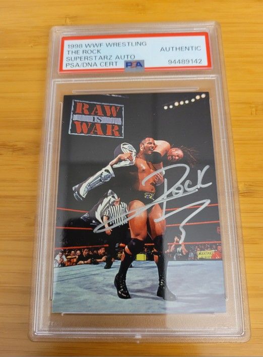 🔥 The Rock Auto Rc on card Autograph Rookie 1998 WWF Wrestling PSA Authentic