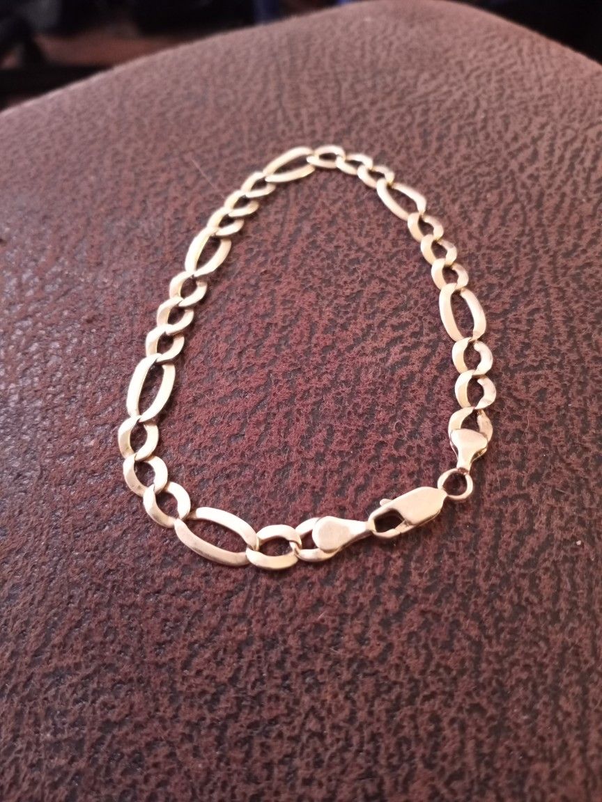 Mens 14k Figaro Curb Link Bracelet 