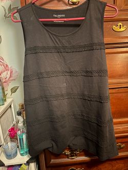 Talbots Black Sleeveless Top with Lace Trim