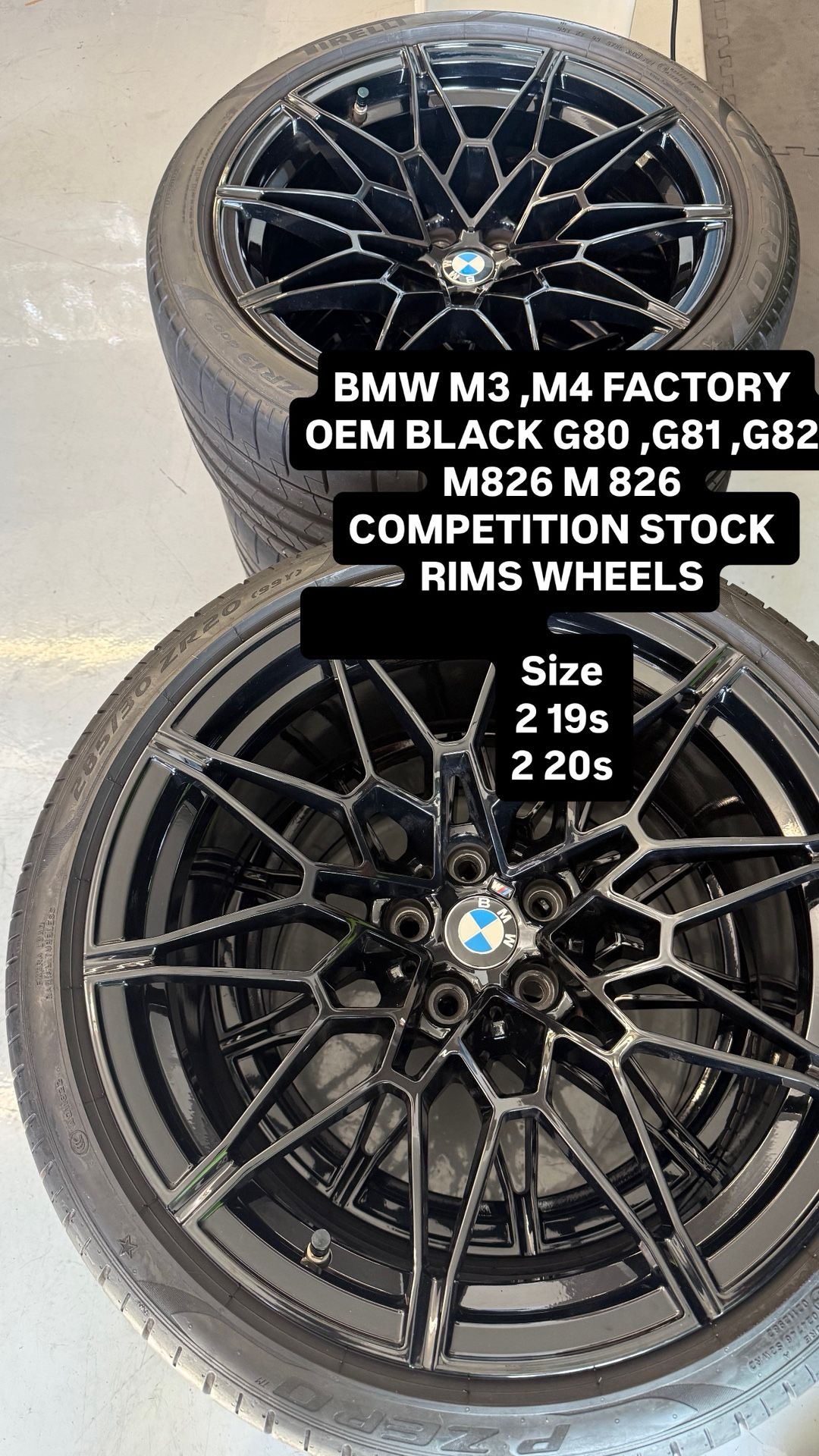 BMW M3 M4 FACTORY OEM BLACK G80 G81 G82 M826 M 826 COMPETITION STOCK RIMS WHEELS