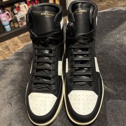 YVES SAINT LAURENT SIGNATURE COURT CLASSIC HIGH TOP SL/10H BLACK/WHITE YSL Sz 45