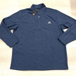 Adidas Golf Navy Blue Athletic Pullover Quarter 1/4 Zip Sweatshirt Mens 2XL NEW