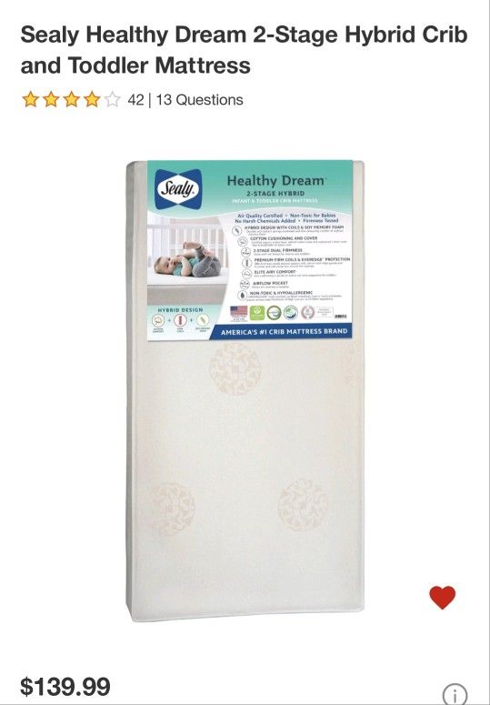 Sealy crib and toddler mattress + fitted sheet