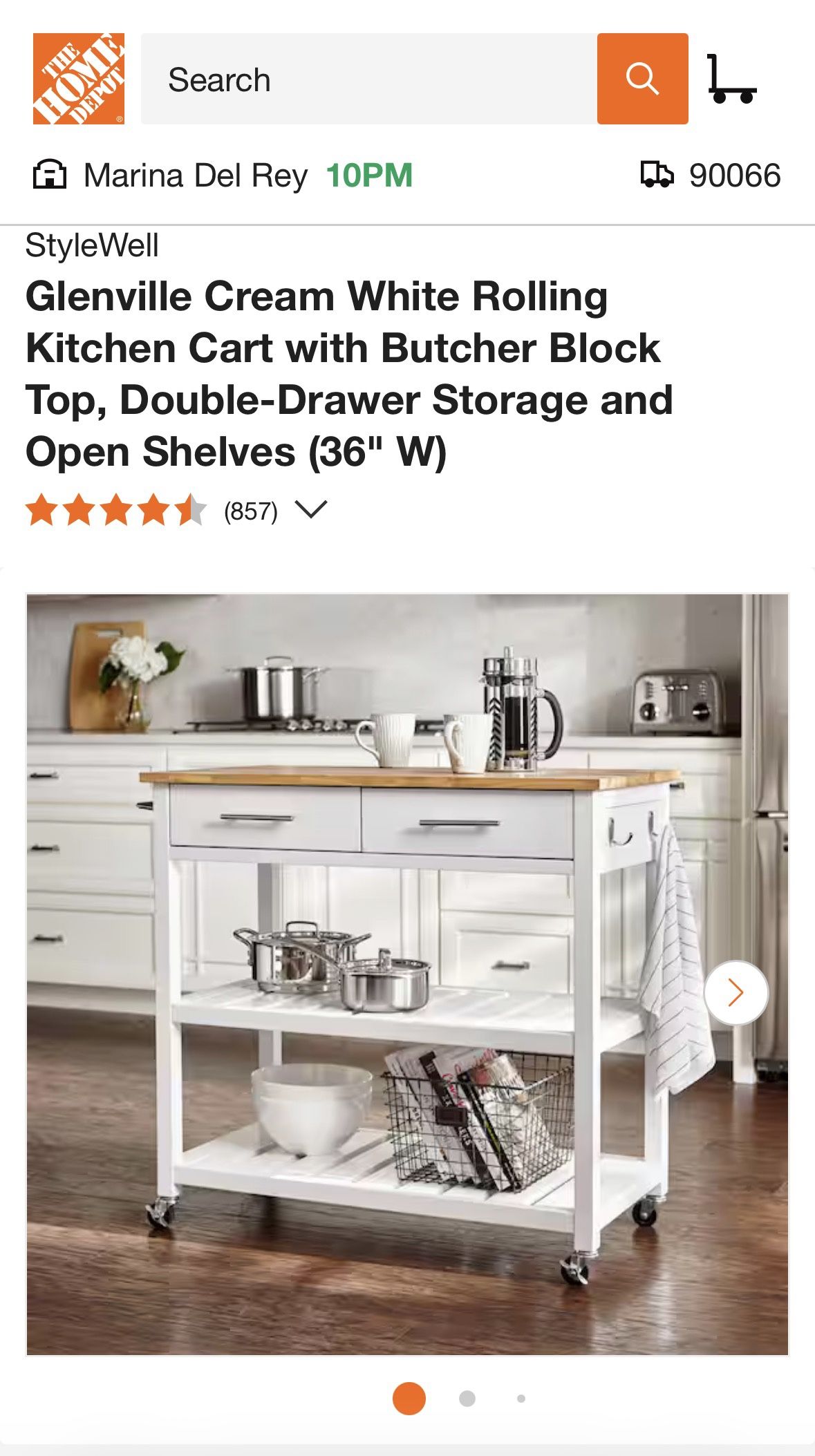 Kitchen Cart with Butcher Block Top