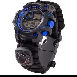 Survival Paracord Watch With Built-in Fire Starter&Compass