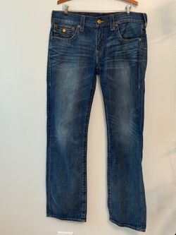 True Religion Ricky Jeans Men 34 Made USA Y2K Horseshoe Straight Leg Denim