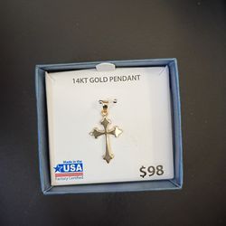 14k gold cross pendant