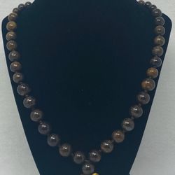 Bronzite Necklace w/ Amber Stone