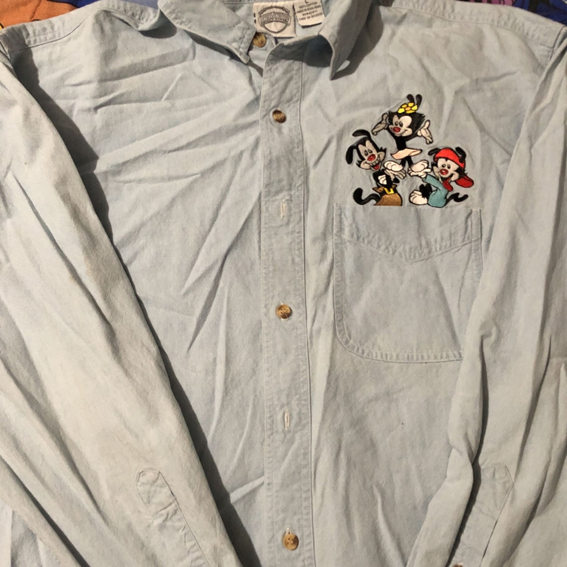 Vintage 94’ Animaniacs Warner Bro’s Btn Up