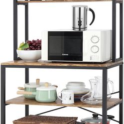 Freestanding Kitchen Baker's Rack, 5-Tier Microwave Oven Stand with  HutchRustic
