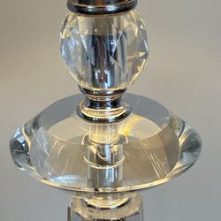 Contemporary Table Lamp With The Heavy Crystal Glass Base And New White Shade H26.5"Ex