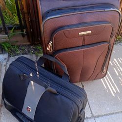 Swiss And Samsonite Carry-On Luggage With Spinner Wheels And Swiss Laptop Briefcase Bag 