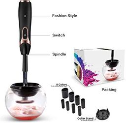 BNIB Makeup Brush Cleaner & Dryer Machine USB, 8 Collars 3 Speeds Best Electric Cleaning Solution Tool-Electric Automated Brush Cleaner Spinner with C Thumbnail