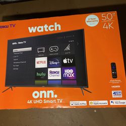 Onn 50” 4k Roku Tv with Tv Mount 