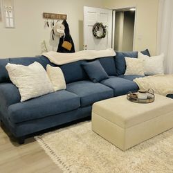 NEW Comfy Blue Couch With Chaise (was $4,000)