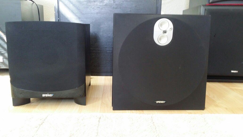 Energy ESW C8 subwoofer and Energy Encore 8 inch subwoofer