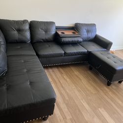 Black Leather Sectional Couch