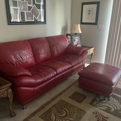 Faux Red Leather Couch 