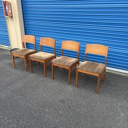 Mid Century Modern Solid Teak Dining Chairs By Sun Cabinet 