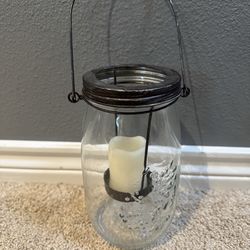 Hanging Mason Jar Lantern w/ Candle – Rustic Decor