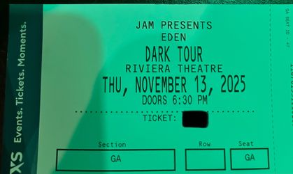 Eden Dark Tour Tickets Chicago Riviera Theatre 11/13/2025