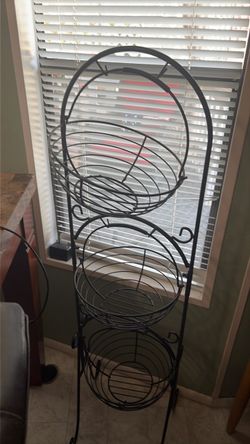 Three tier rod, iron vegetable baskets with Stan