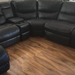 Black Leather Electric Couches
