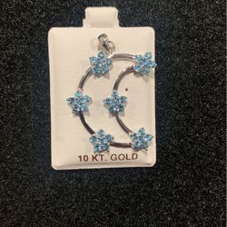 Blue Topaz Moon Pendant 