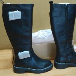 HAWKWELL WOMEN BLACK KNEE HIGH PLATFORM BOOTS "NEW" $20 NO LESS