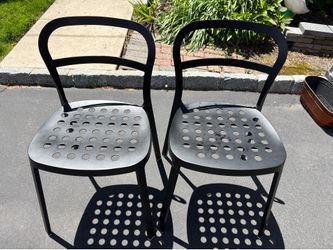 2 IKEA Reidar Black Indoor/Outdoor Stacking Aluminum Chairs