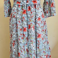 Unbranded Sheer Polyester Flower Print Maxi Long Dress, Small
