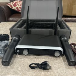 Wireless Microphone System Karaoke Machine - Rechargeable Handheld Dynamic Microphones, Dual Wireless Mics, Adjustable UHF Channels, Auto Scan, 320ft
