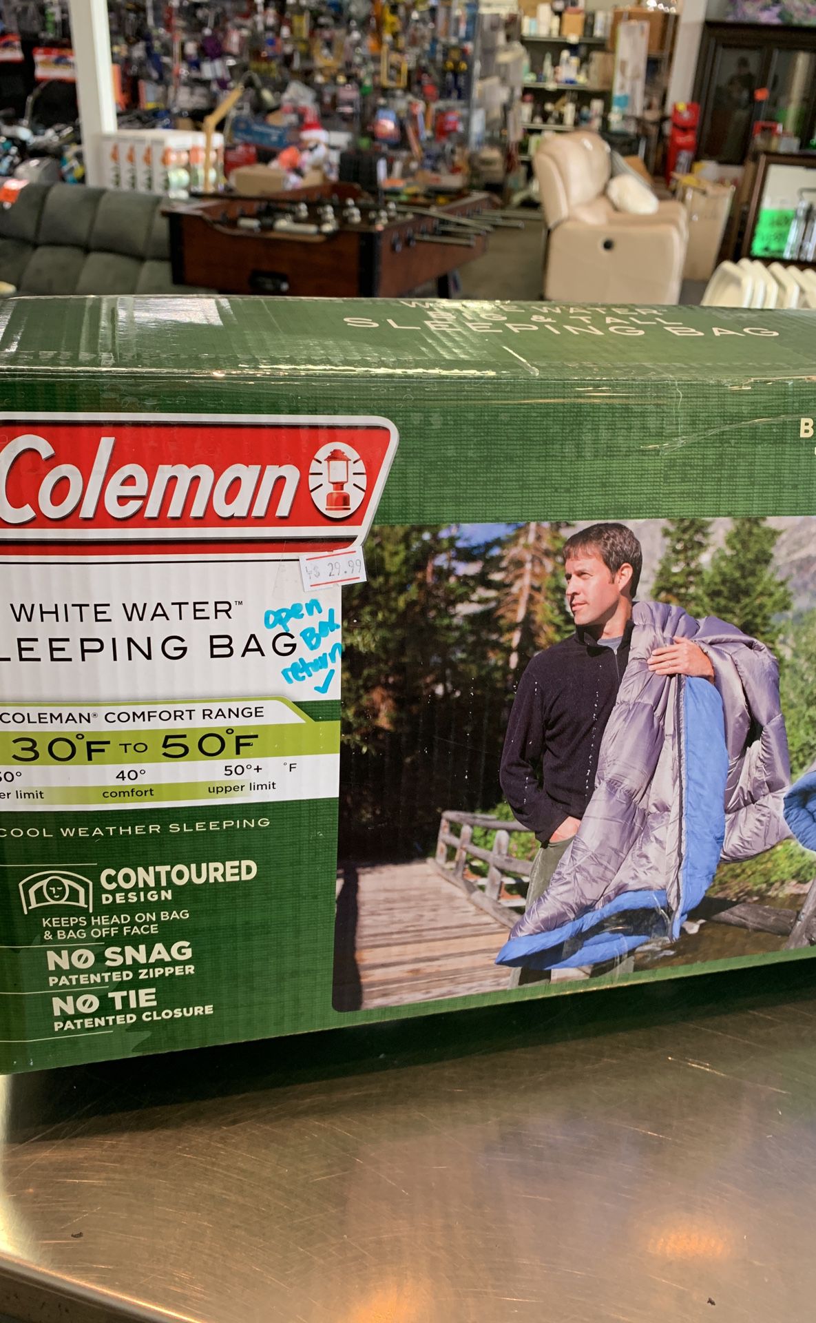 Open box Coleman big and tall sleeping bag PRICE IS FIRM