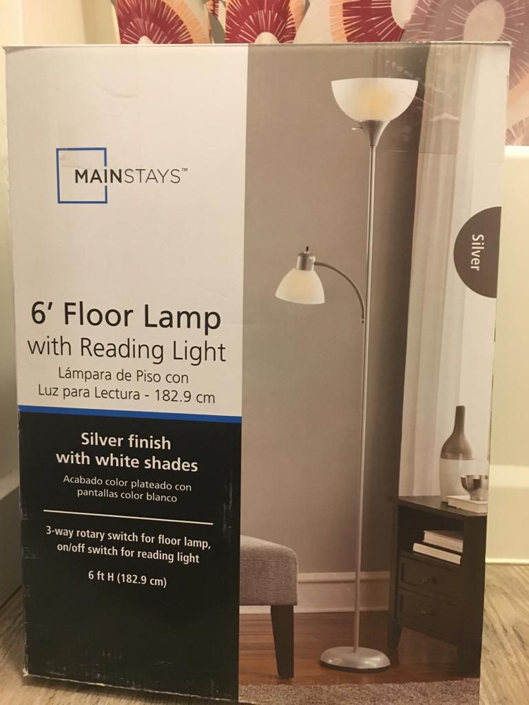 Mainstays 6 inch Floor Lamp With Reading Light - Move Out Sale- excellent condition