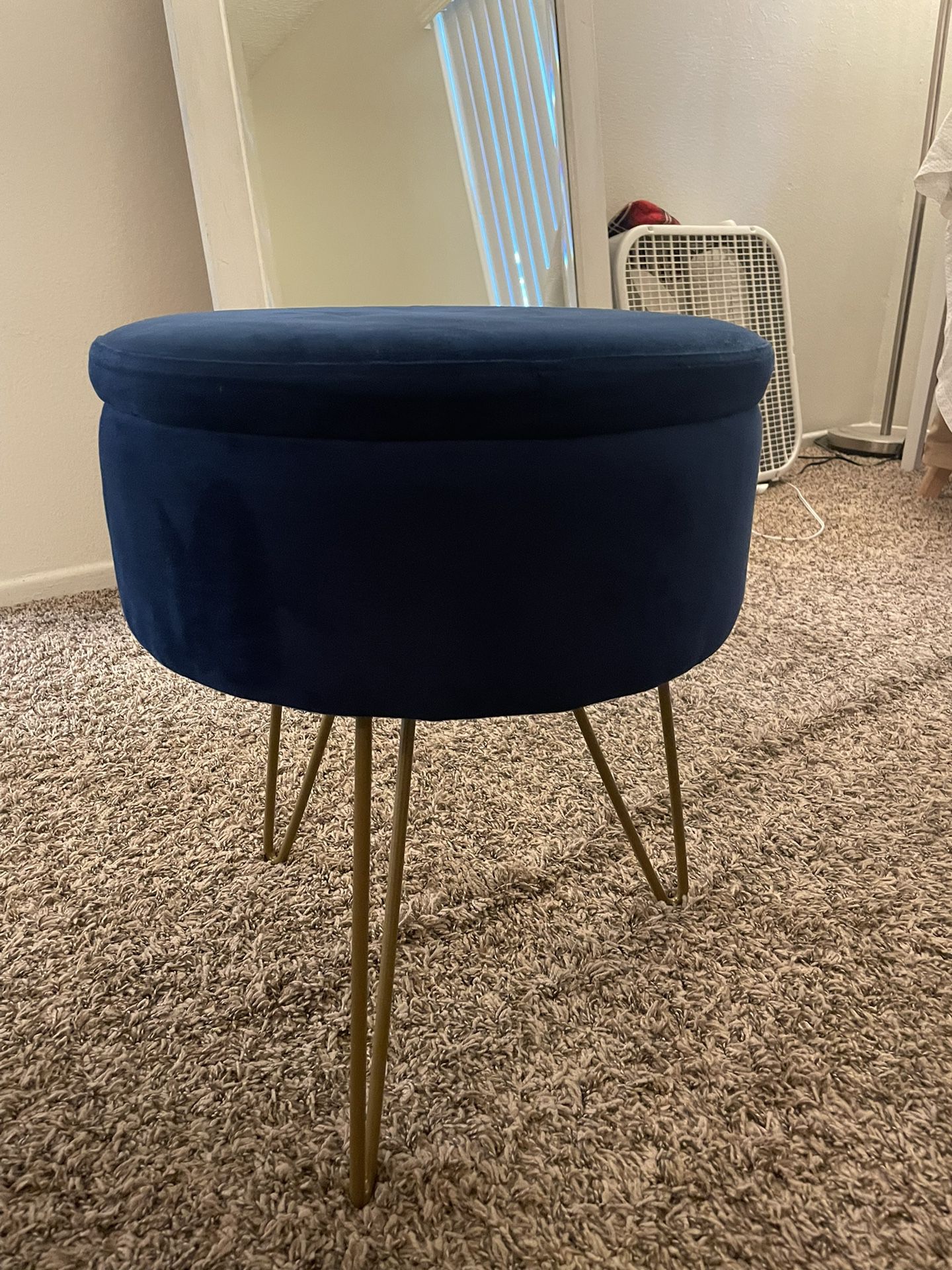 Navy And Gold Ottoman Stool