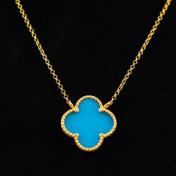 Womens Turquoise Necklace 18k Gold